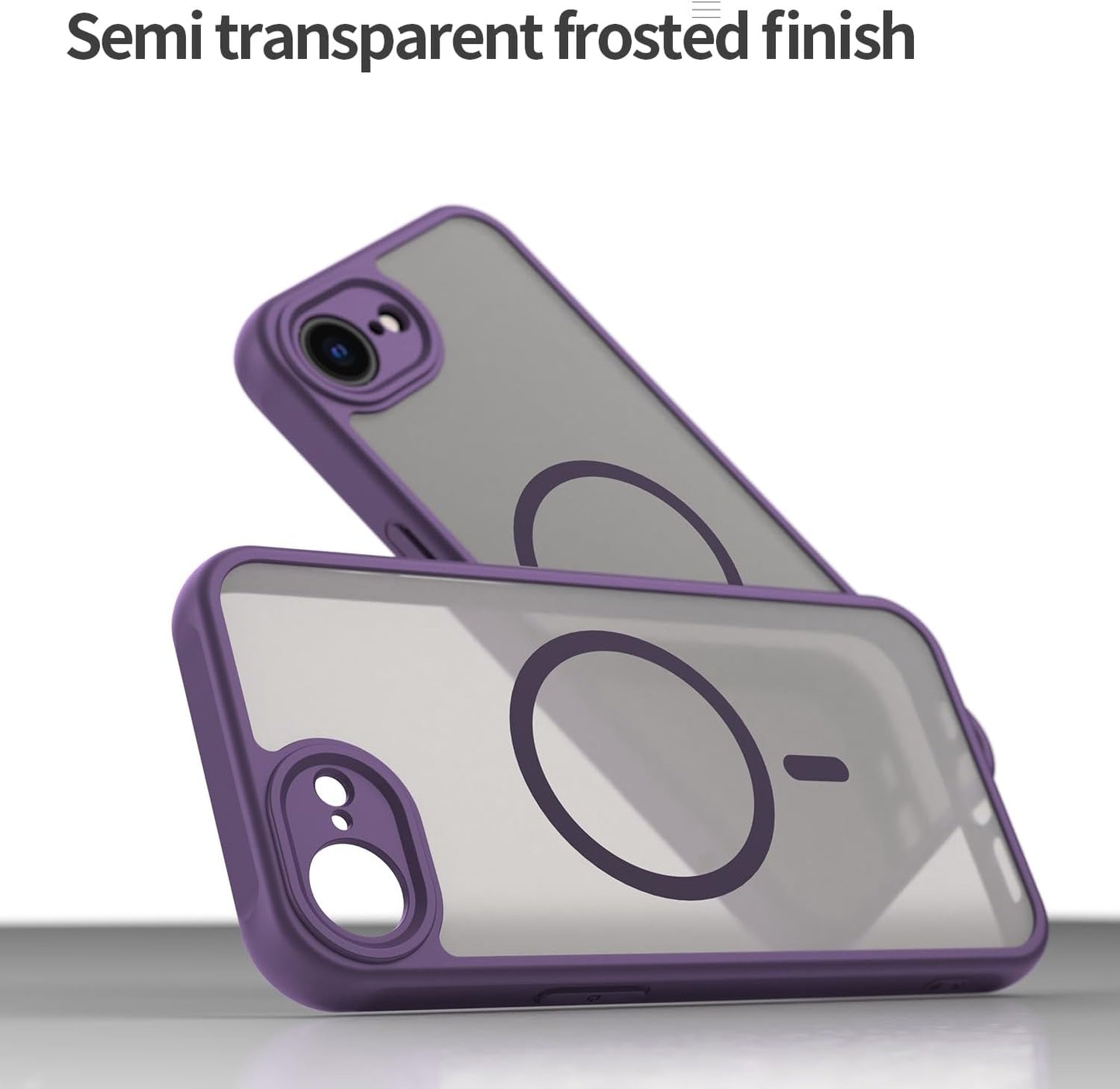 Magnetic translucent case for iPhone 16E, supports wireless charging, Shockproof slim protective case for iPhone 16E Shock-resistant slim case Purple