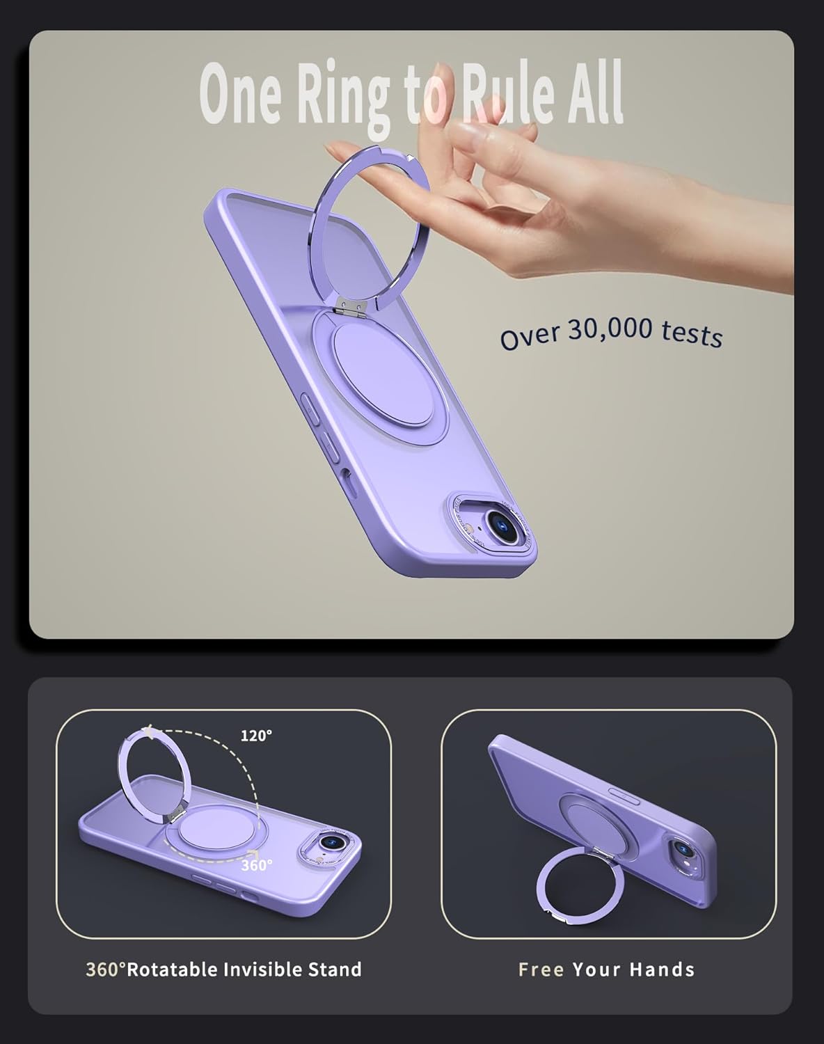 Magnetic phone case for iPhone 16E, mechanical gear 360° rotating bracket supports wireless charging, shockproof ultra-thin shell