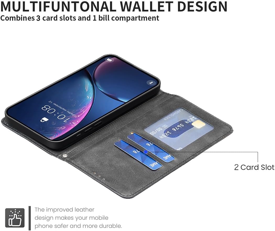iTape Magnetic diamond-shaped leather phone case for Samsung Galaxy S25 Edge, magnetic closure wallet-style case, flip-top stand, provides shockproof protection Gray