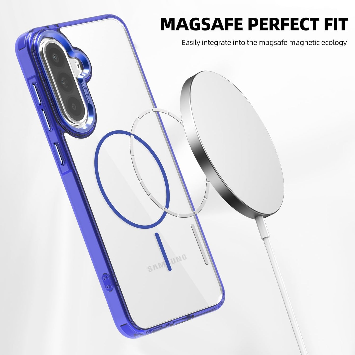 iTape Magnetic transparent phone case for Samsung Galaxy A36, supports wireless charging, military-grade drop-proof, compatible with Samsung Galaxy A36 Car magnetic bracket