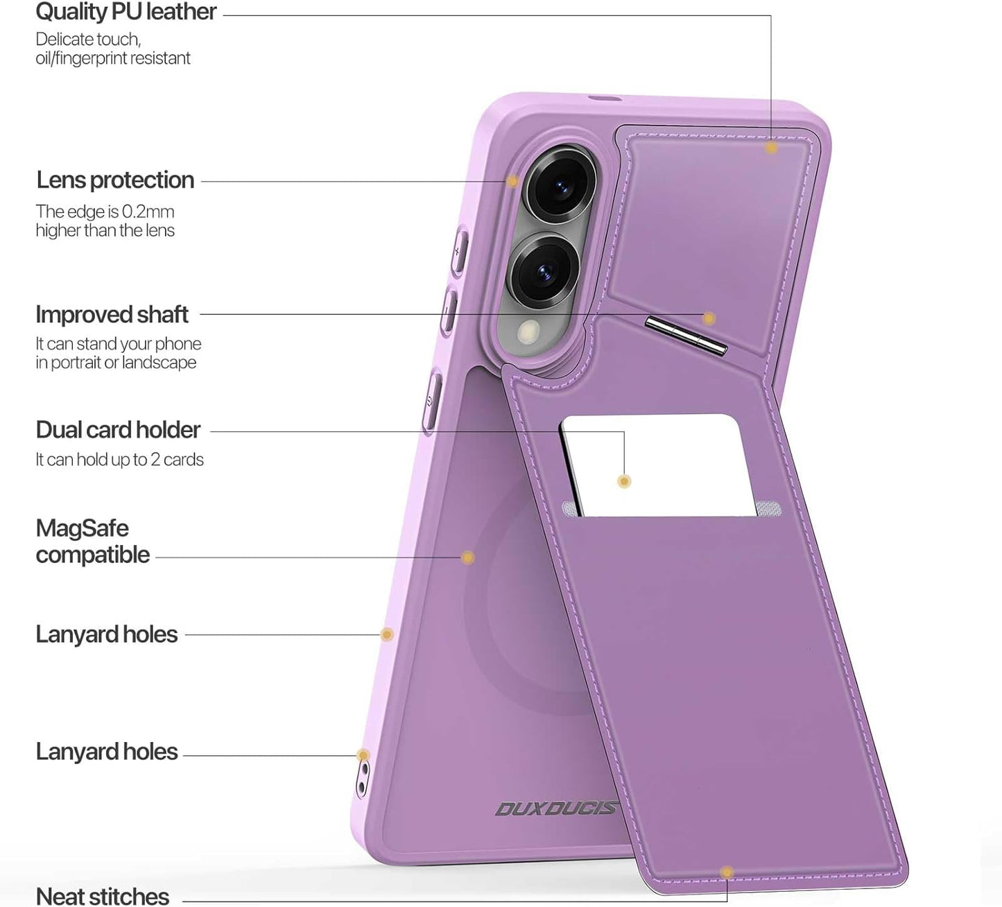 iTape 3 in 1 Magnetic Holder Phone Case for Samsung Galaxy S25 Edge, Wireless Charging Dual Card Phone Case Compatible with Samsung Galaxy S25 Edge RFID anti-theft card Purple