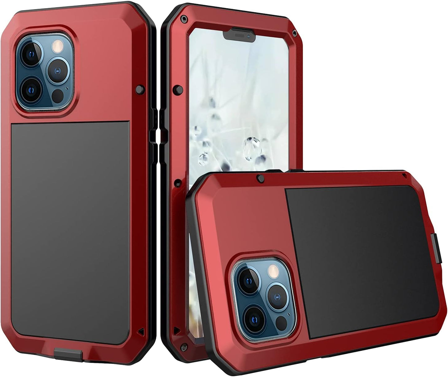 For iPhone 13 Pro max Phone Case, 360° Waterproof and Shockproof Hard Shell Metal Military Heavy Duty Rugged Case for iPhone 13 Pro max Silver