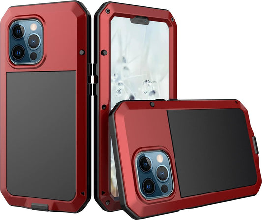 For iPhone 13 Pro max Phone Case, 360° Waterproof and Shockproof Hard Shell Metal Military Heavy Duty Rugged Case for iPhone 13 Pro max Silver