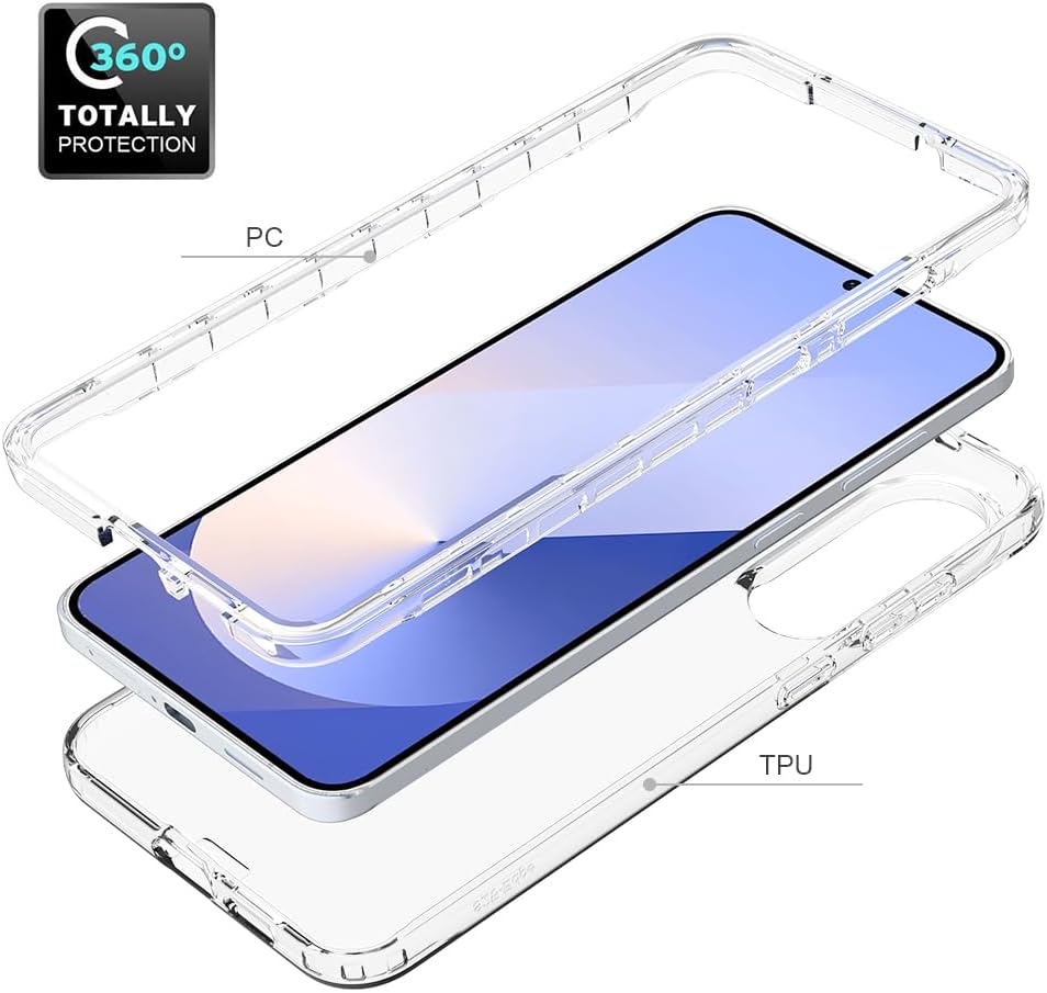 iTape 360° transparent silicone protective case for Samsung Galaxy S25 Edge, two-in-one mobile phone case to protect the screen, transparent protective mobile phone case