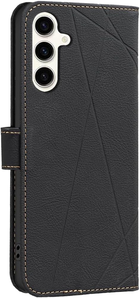 iTape Wallet phone case for Samsung Galaxy S24+, RFID anti-theft wallet, pressed edge leather case flip cover stand Black