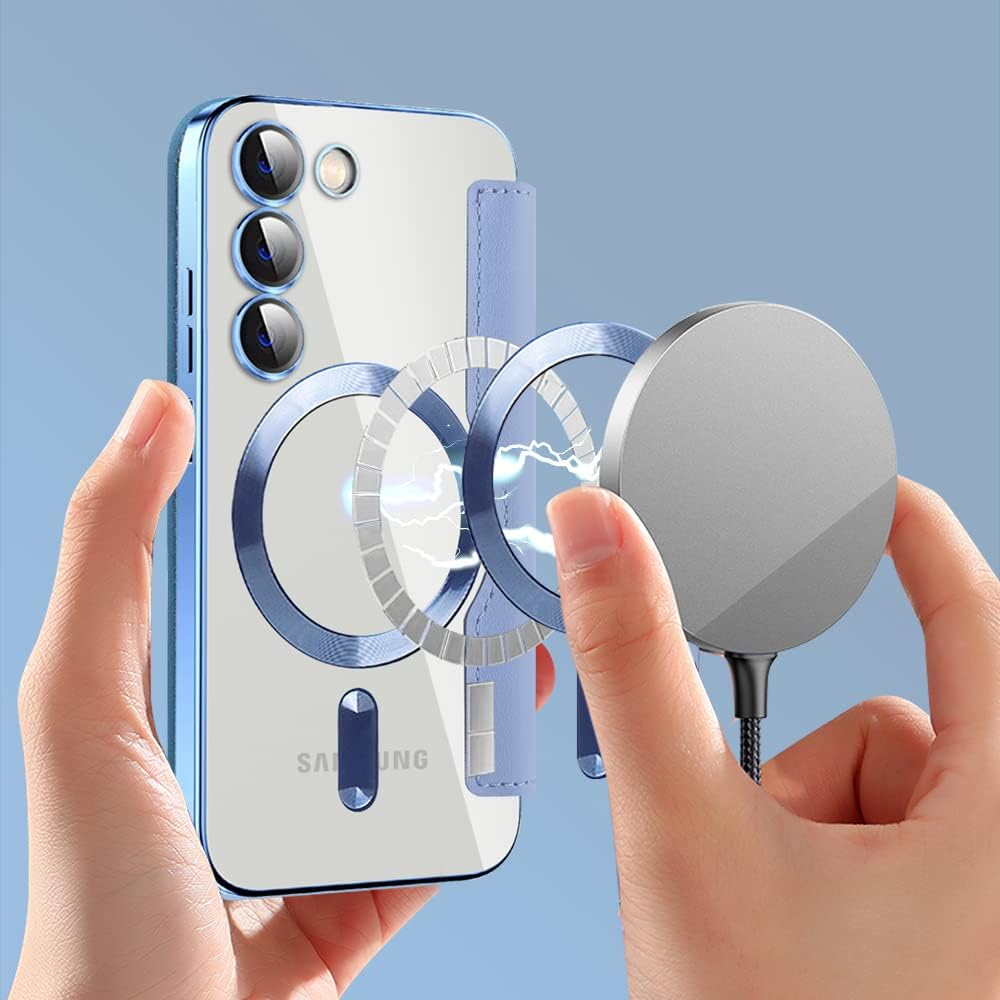 iTape Wallet phone case suitable for Samsung Galaxy S23 with [Credit Card Holder][RFID Blocking], compatible with magnetic wireless charging Green