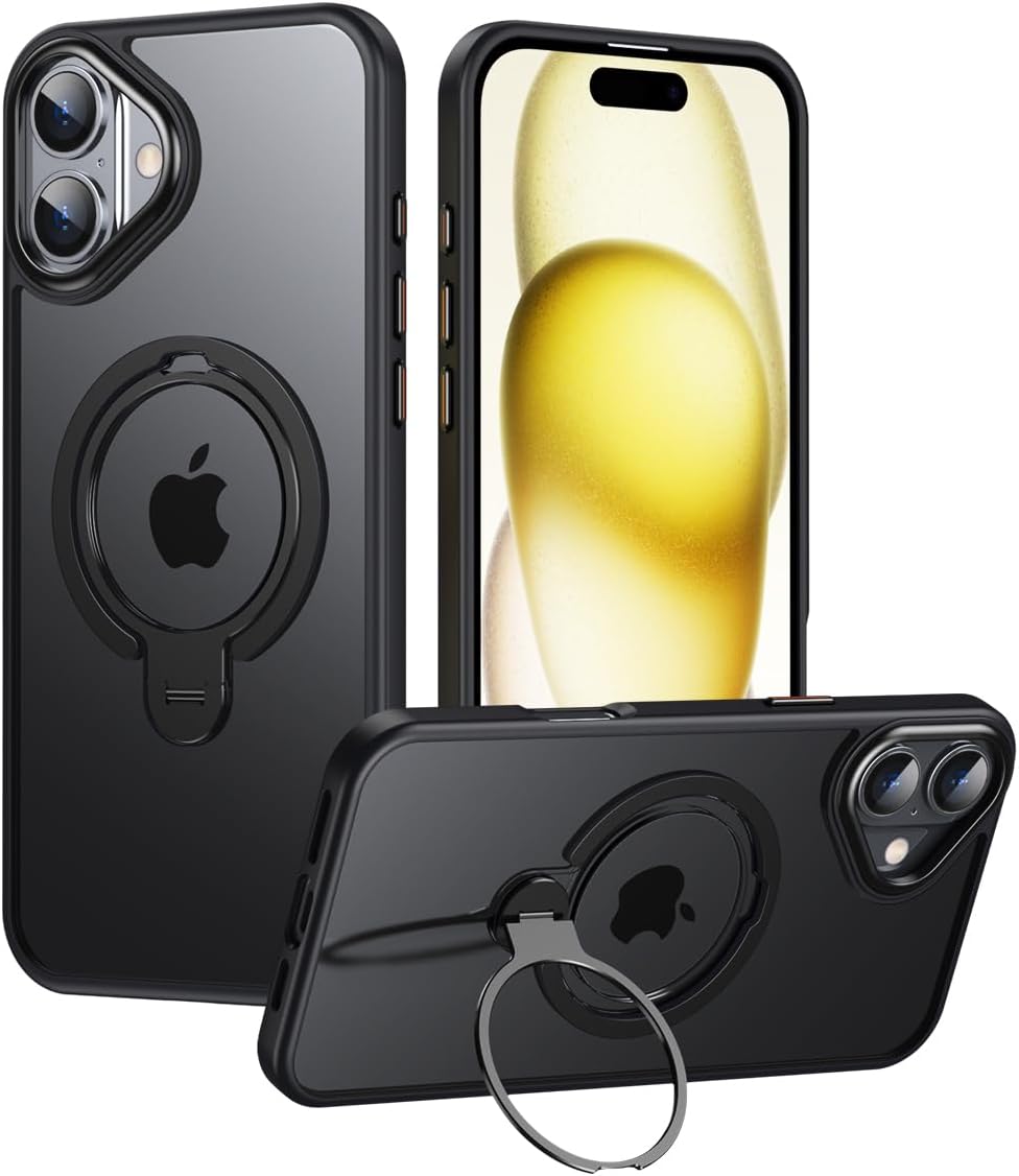 Silicone phone case for iPhone 16, translucent phone case military shockproof protection ultra-thin case, magnetic car mount, supports wireless charging transparent