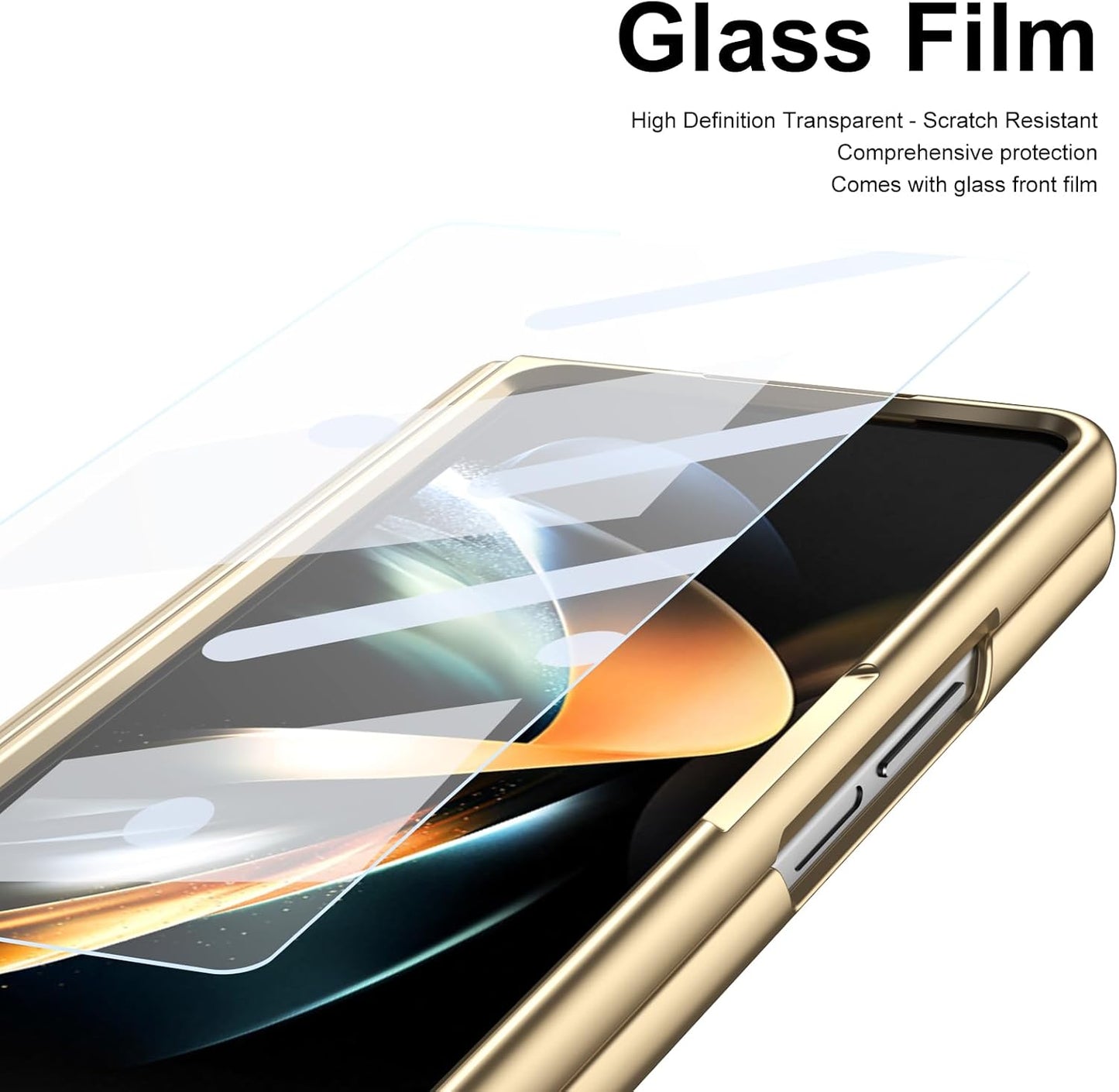 iTape Lightweight phone case for Samsung Galaxy Z Fold4, hinged case supports wireless charging with lens protection, screen protector, complimentary stylus, drop-proof and fingerprint resistant Blue