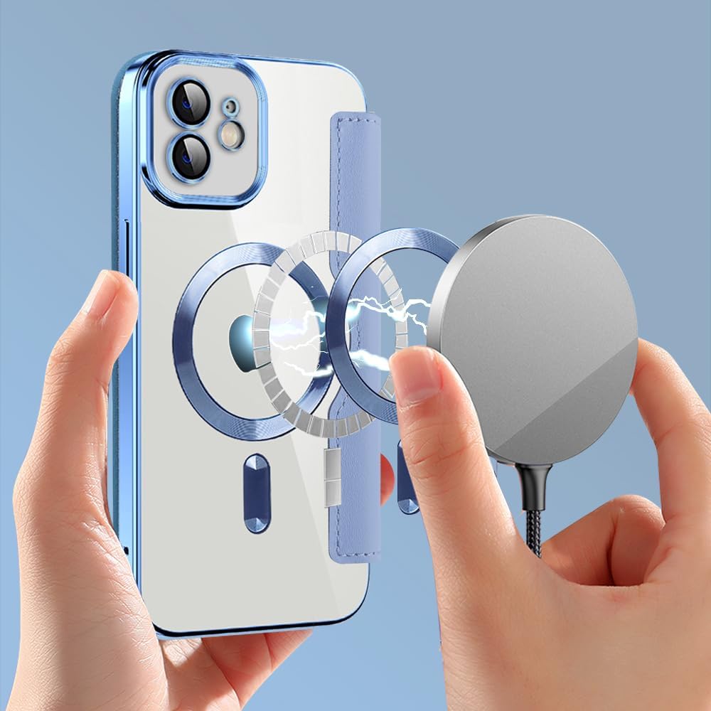 Wallet phone case suitable for iPhone 11 with [Credit Card Holder][RFID Blocking], compatible with magnetic wireless charging Green
