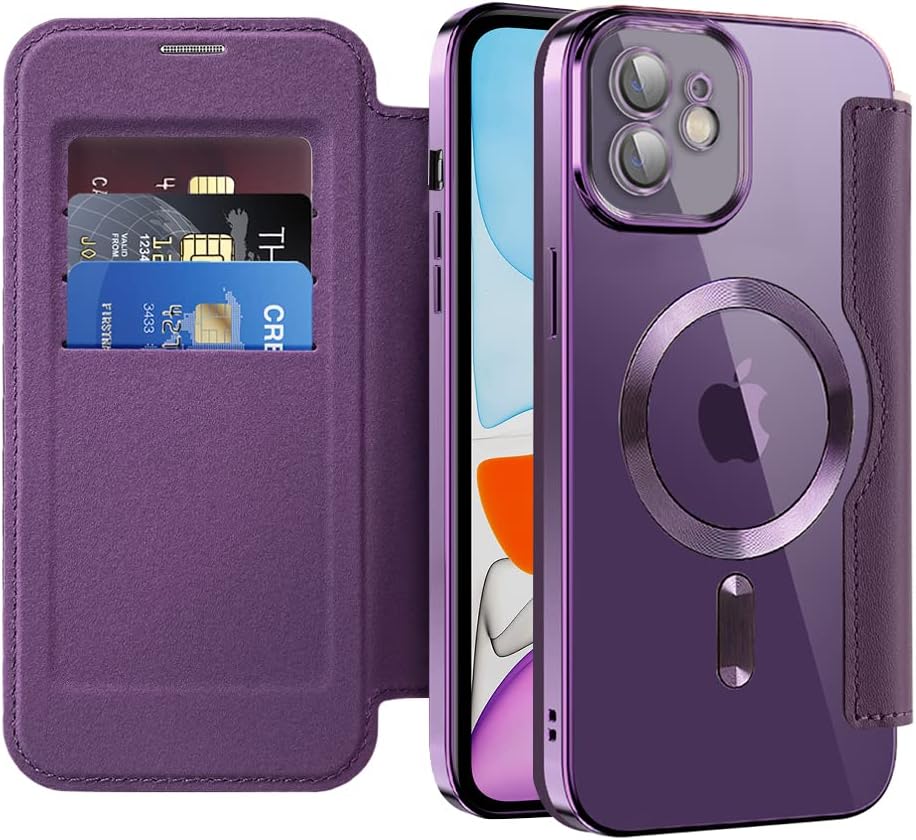 Wallet phone case suitable for iPhone 11 with [Credit Card Holder][RFID Blocking], compatible with magnetic wireless charging Green