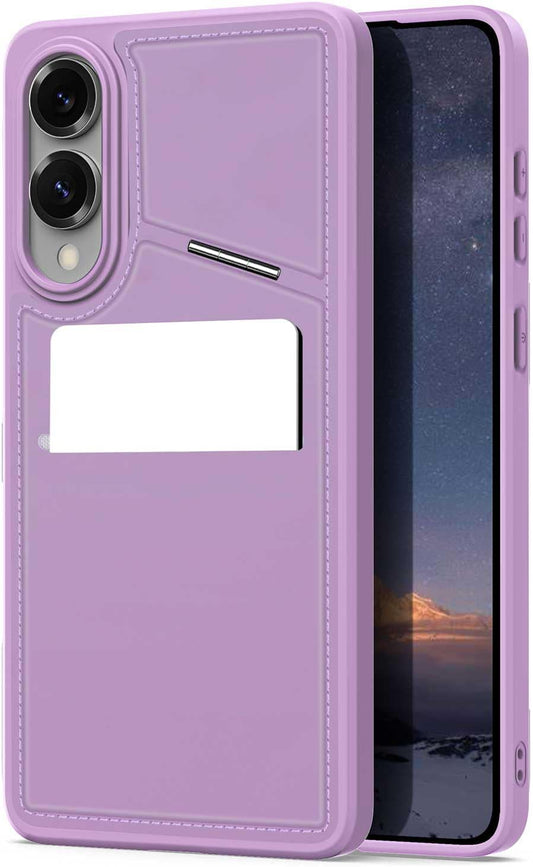 iTape 3 in 1 Magnetic Holder Phone Case for Samsung Galaxy S25 Edge, Wireless Charging Dual Card Phone Case Compatible with Samsung Galaxy S25 Edge RFID anti-theft card Purple