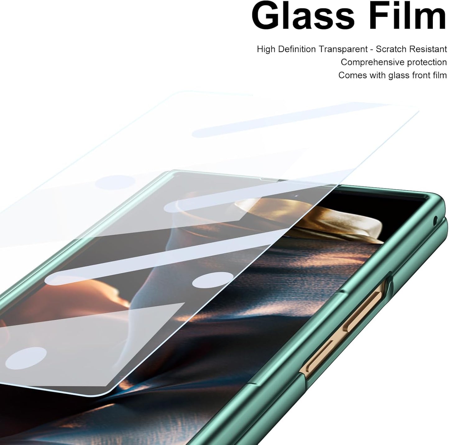 iTape Lightweight phone case for Samsung W25, hinged case supports wireless charging with lens protection, screen protector, complimentary stylus, drop-proof and fingerprint resistant Gold