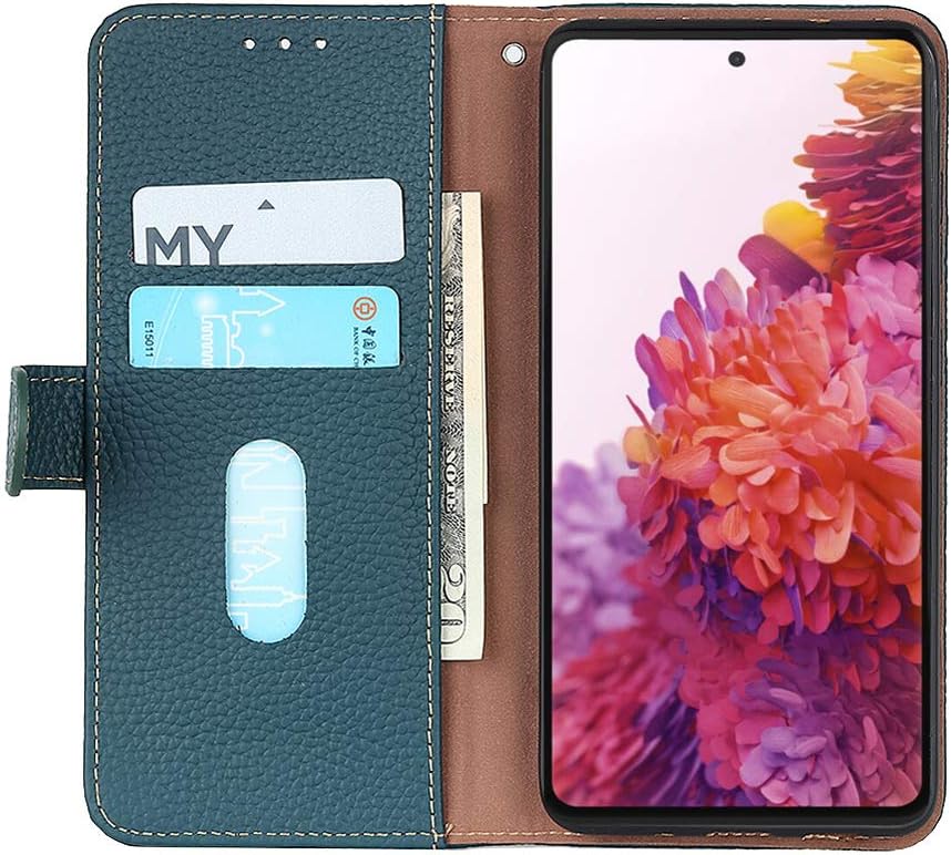 iTape Genuine leather pebbled phone case for Honor 400 Lite, cowhide RFID anti-theft brush phone case with card slot and shockproof flip cover Red