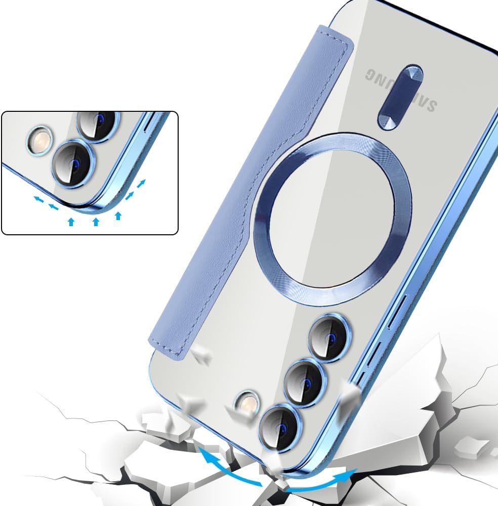 iTape Wallet phone case suitable for Samsung Galaxy S23 with [Credit Card Holder][RFID Blocking], compatible with magnetic wireless charging Green