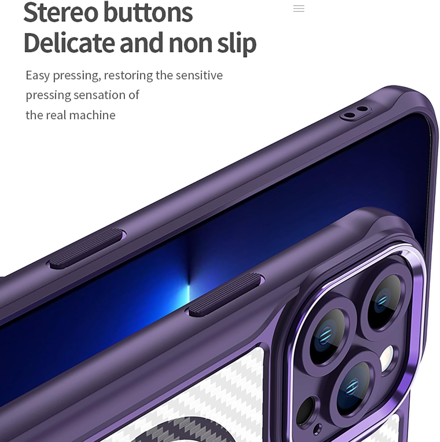 Magnetic carbon fibre case for iPhone 13 Pro max, support wireless charging, carbon fibre shockproof slim case Black