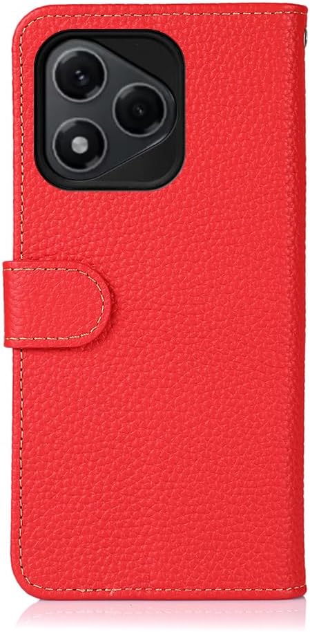 iTape Genuine leather pebbled phone case for Honor 400 Lite, cowhide RFID anti-theft brush phone case with card slot and shockproof flip cover Red