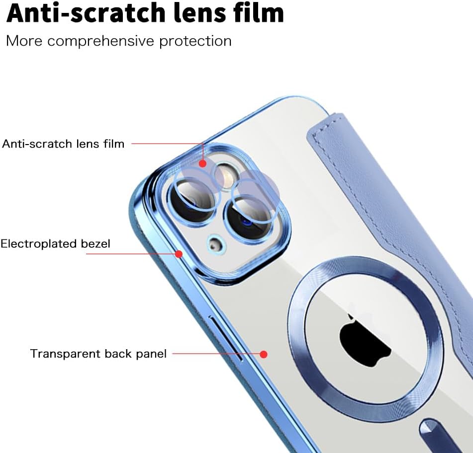Wallet phone case suitable for iPhone 13 with [Credit Card Holder][RFID Blocking], compatible with magnetic wireless charging Green