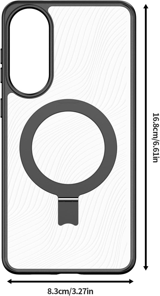 iTape Transparent magnetic mobile phone case for Samsung Galaxy S25 Edge mobile phone case, wireless charging + silicone shockproof protective case, no yellowing With bracket