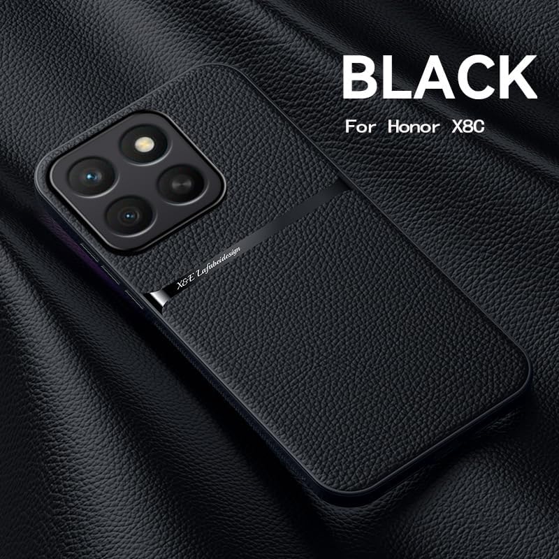 iTape Leather phone case suitable for Honor X8c, soft touch, shockproof, dustproof, anti-slip phone case magnetic car mount Wireless charging navy