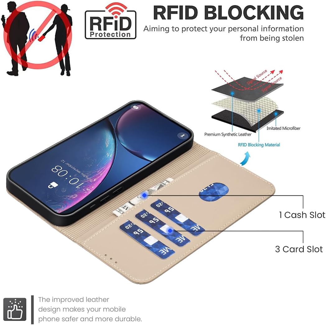 iTape Wallet phone case for Samsung Galaxy S23 Plus, RFID anti-theft wallet, pressed edge leather case flip cover stand Blue