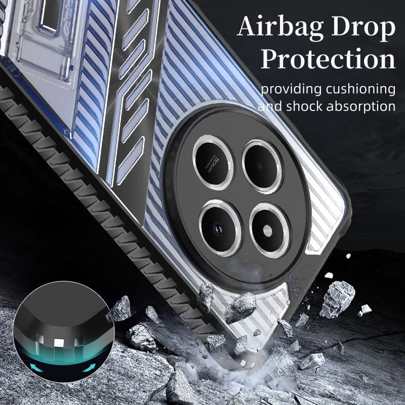 iTape Four-corner airbag anti-fall mobile phone case suitable for Xiaomi Redmi 14C, invisible folding bracket, suitable for Xiaomi Redmi 14C Blue
