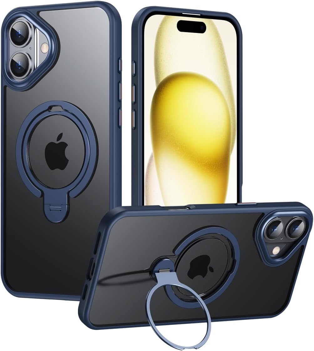 Silicone phone case for iPhone 16, translucent phone case military shockproof protection ultra-thin case, magnetic car mount, supports wireless charging transparent