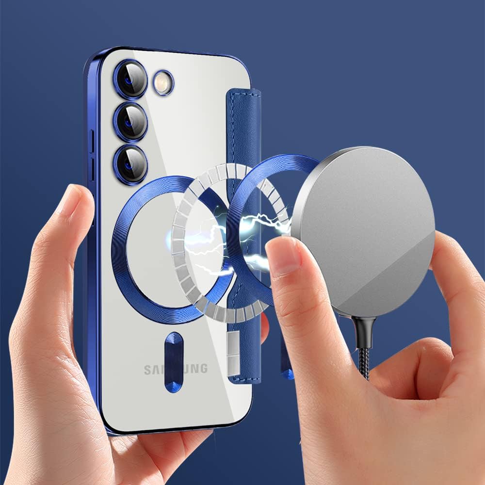 iTape Wallet phone case suitable for Samsung Galaxy S23 with [Credit Card Holder][RFID Blocking], compatible with magnetic wireless charging Green