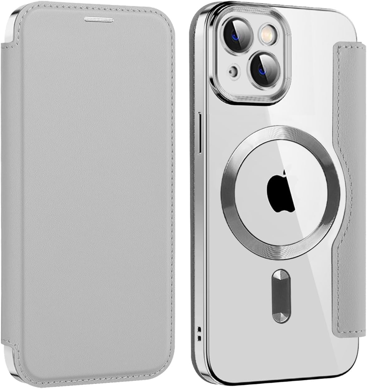 Wallet phone case suitable for iPhone 13 with [Credit Card Holder][RFID Blocking], compatible with magnetic wireless charging Green