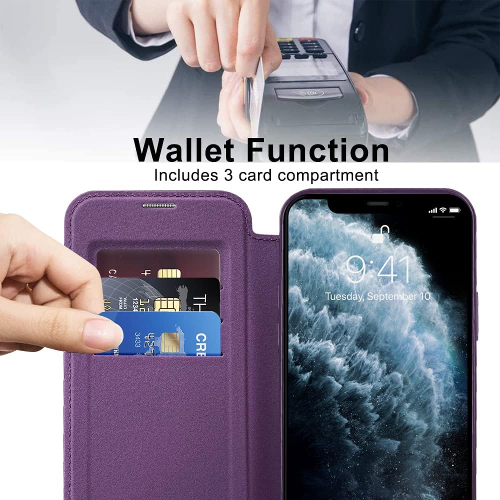 Wallet phone case suitable for iPhone 11 Pro max with [Credit Card Holder][RFID Blocking], compatible with magnetic wireless charging Blue