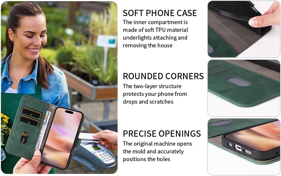 iTape Mobile phone case compatible with Samsung Galaxy S25 Edge. Soft touch flip holder credit card slot wallet phone case, shockproof and drop-proof Black