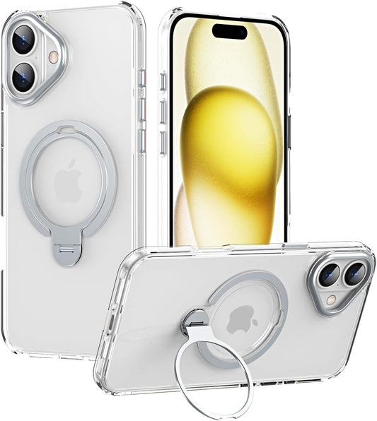 Silicone phone case for iPhone 16, translucent phone case military shockproof protection ultra-thin case, magnetic car mount, supports wireless charging transparent