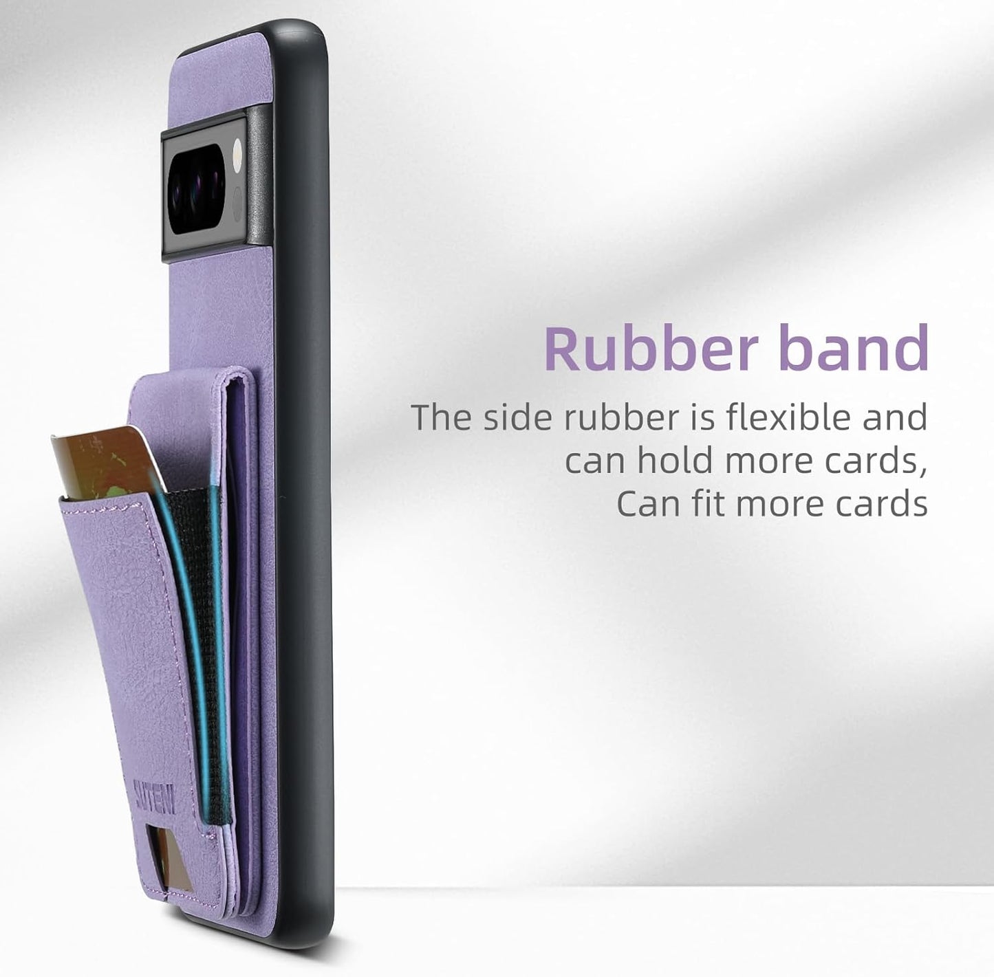 iTape Litchi Texture Phone Case for Google Pixel 8 Pro - Ultra-thin Simple Card Holder Phone Case with Stand Durable Buffer [Shockproof TPU Inner Shell] Black
