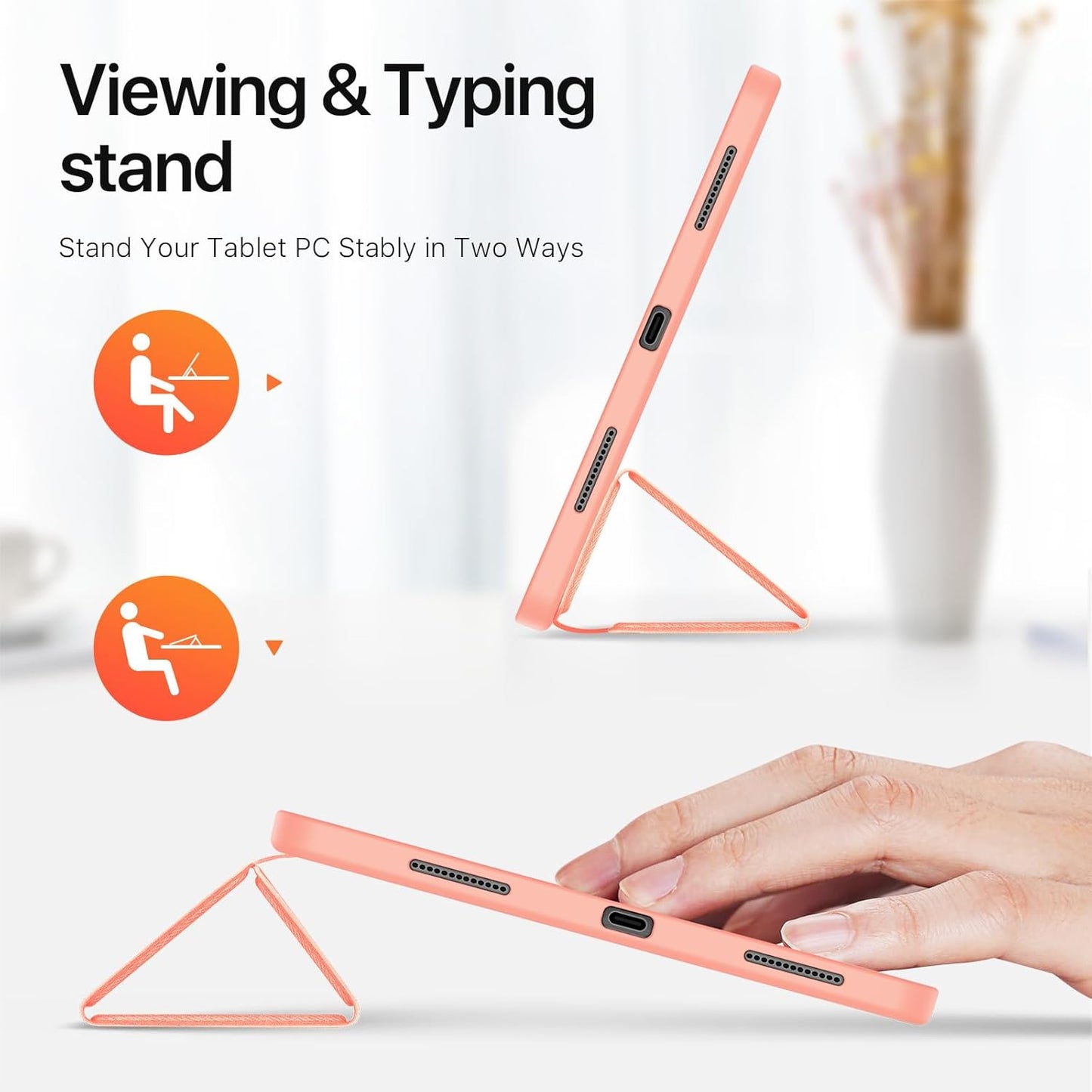 Magnetic Case for iPad Air 13-inch(2025（2024） - [Built-in Pen Holder] Multi-angle Viewing Hard Shell Smart Stand Case, Auto Sleep\/Wake Pink