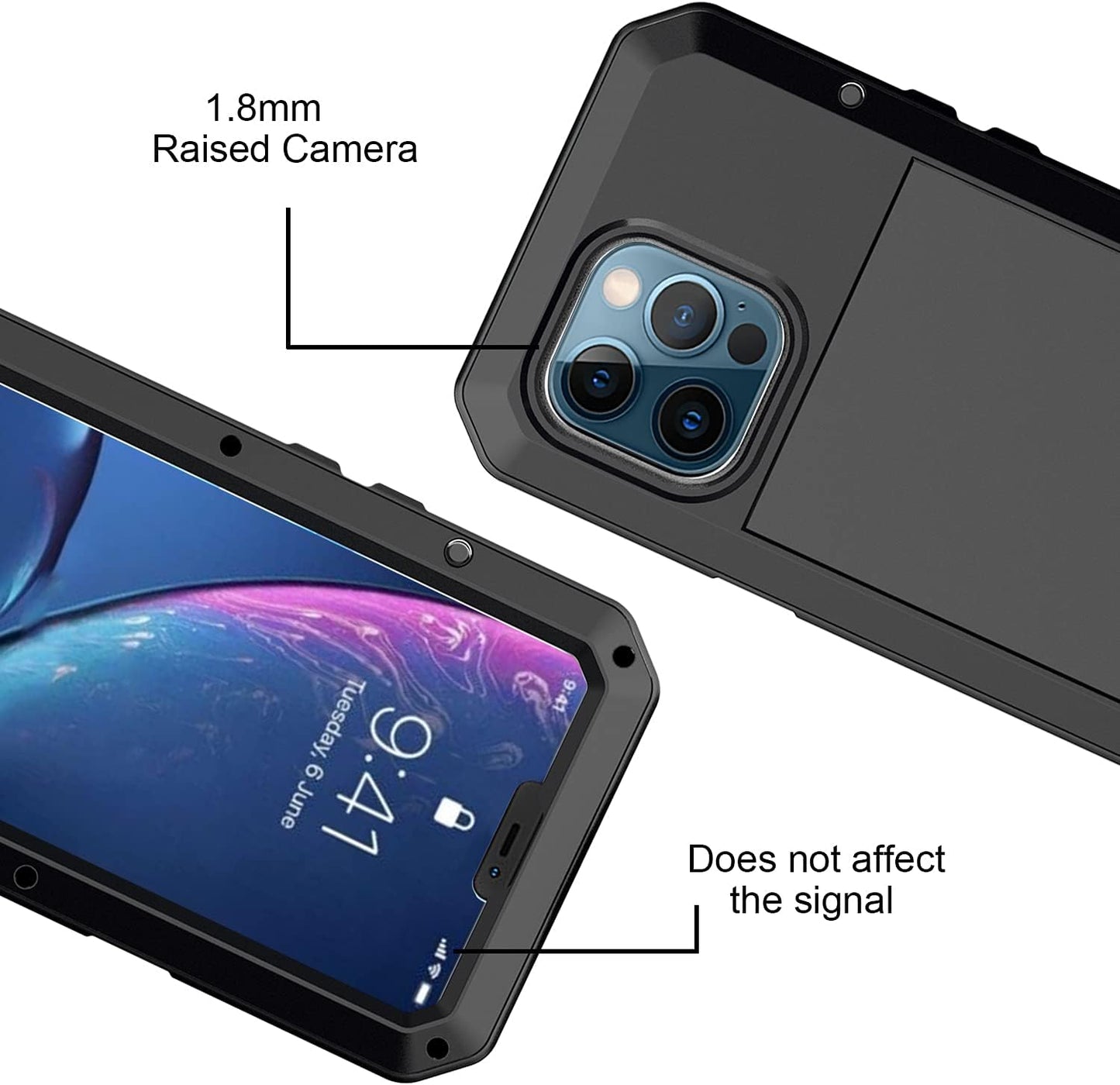 For iPhone 13 Pro max Phone Case, 360° Waterproof and Shockproof Hard Shell Metal Military Heavy Duty Rugged Case for iPhone 13 Pro max Silver