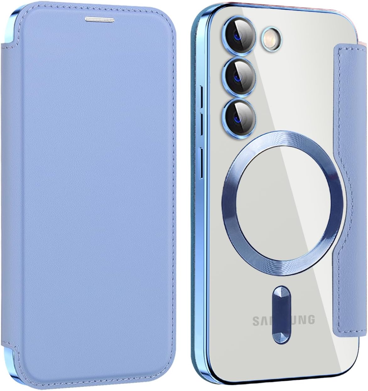 iTape Wallet phone case suitable for Samsung Galaxy S23 with [Credit Card Holder][RFID Blocking], compatible with magnetic wireless charging Green