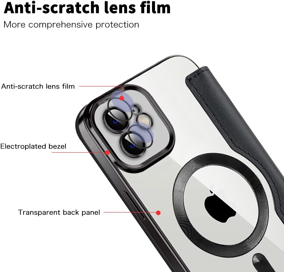 Wallet phone case suitable for iPhone 11 with [Credit Card Holder][RFID Blocking], compatible with magnetic wireless charging Green