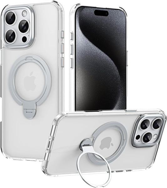 Silicone phone case for iPhone 16 Pro, translucent phone case military shockproof protection ultra-thin case, magnetic car mount, supports wireless charging transparent