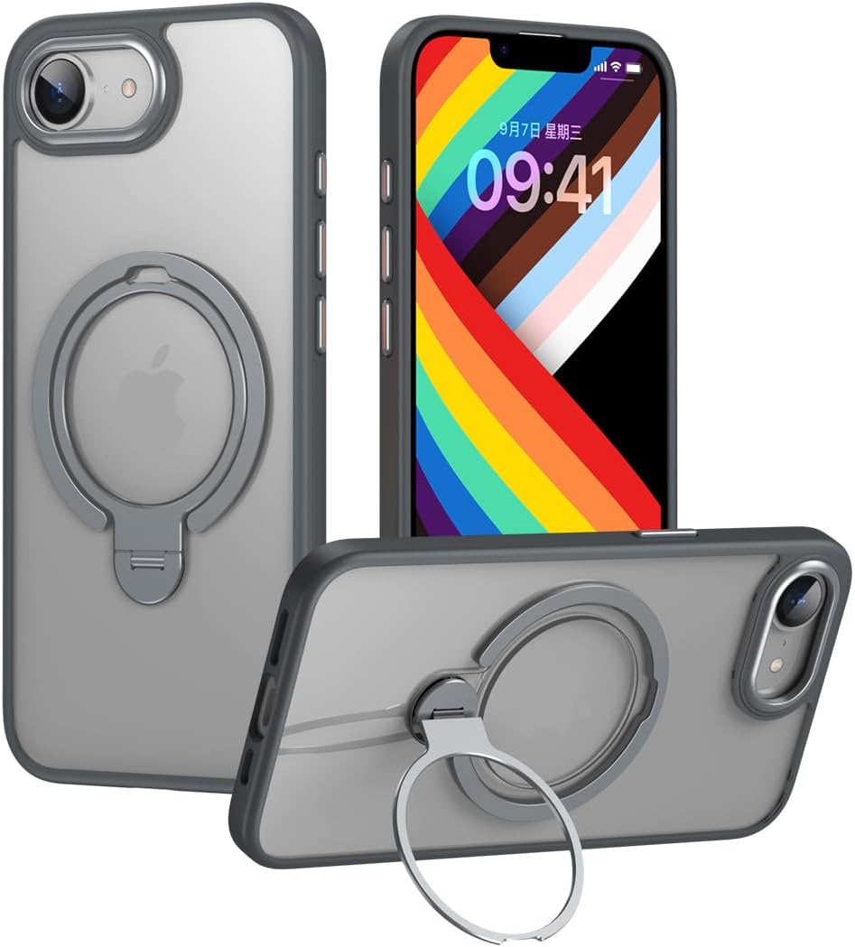 Silicone phone case for iPhone 16E, translucent phone case military shockproof protection ultra-thin case, magnetic car mount, supports wireless charging transparent