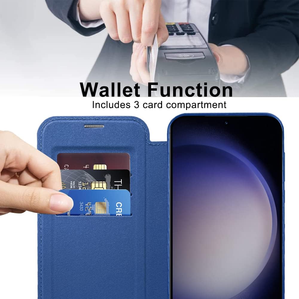 iTape Wallet phone case suitable for Samsung Galaxy S23 with [Credit Card Holder][RFID Blocking], compatible with magnetic wireless charging Green