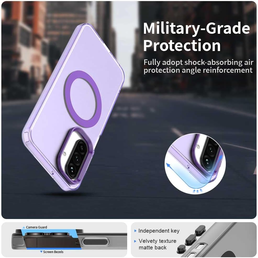 iTape TPU magnetic candy color mobile phone case for Samsung Galaxy A26 5G, supports wireless charging, four-corner airbag protection, military anti-fall mobile phone case Purple