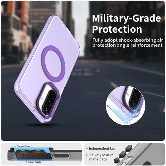 iTape TPU magnetic candy color mobile phone case for Samsung Galaxy A26 5G, supports wireless charging, four-corner airbag protection, military anti-fall mobile phone case Purple