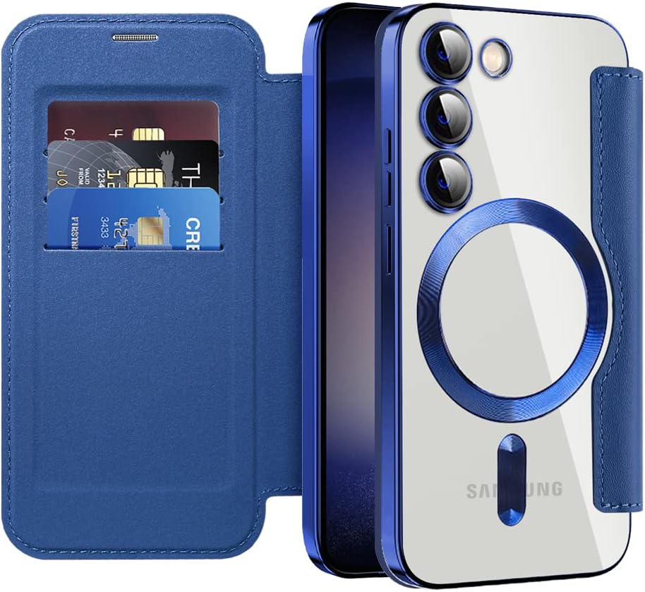 iTape Wallet phone case suitable for Samsung Galaxy S23 with [Credit Card Holder][RFID Blocking], compatible with magnetic wireless charging Green