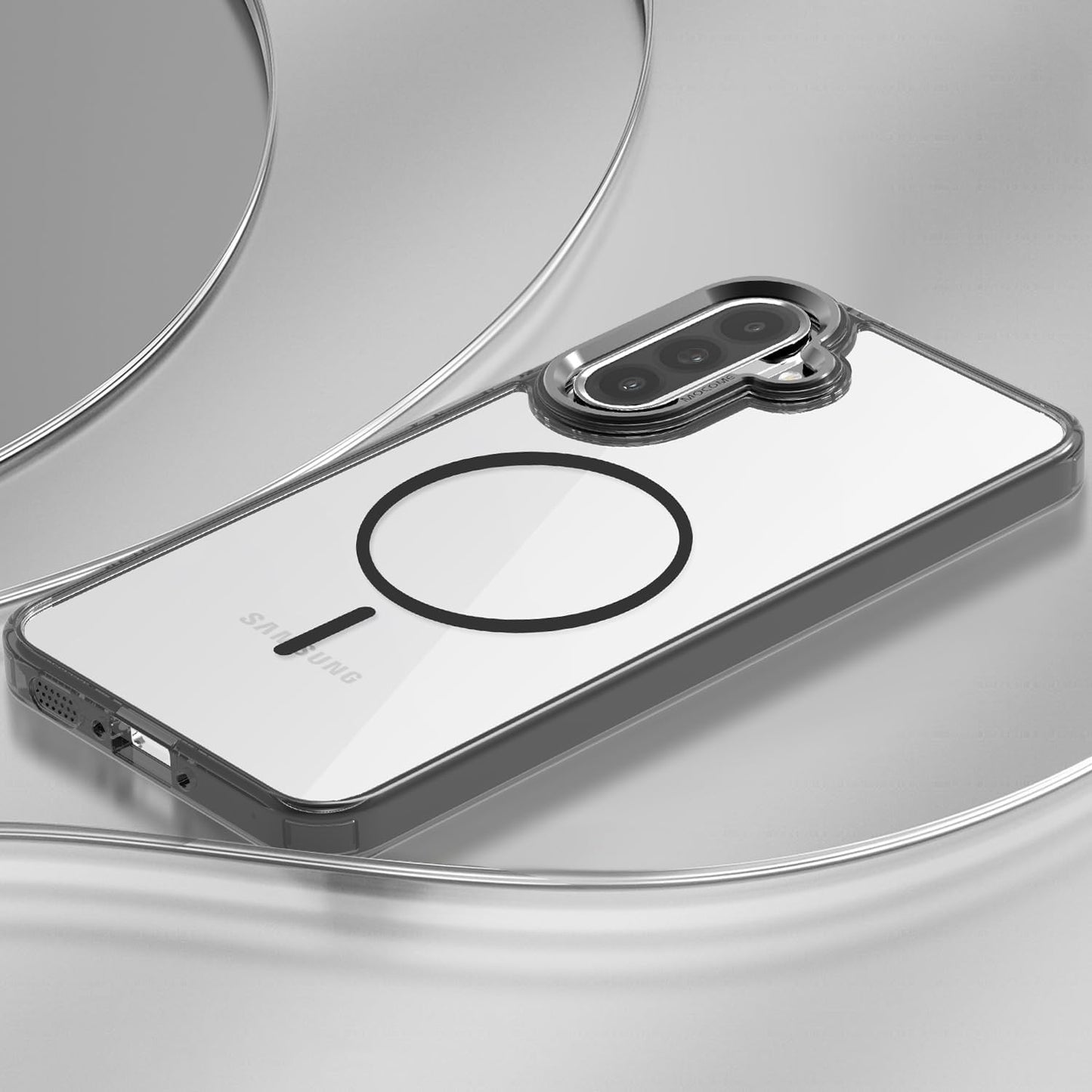 iTape Magnetic transparent phone case for Samsung Galaxy A36, supports wireless charging, military-grade drop-proof, compatible with Samsung Galaxy A36 Car magnetic bracket