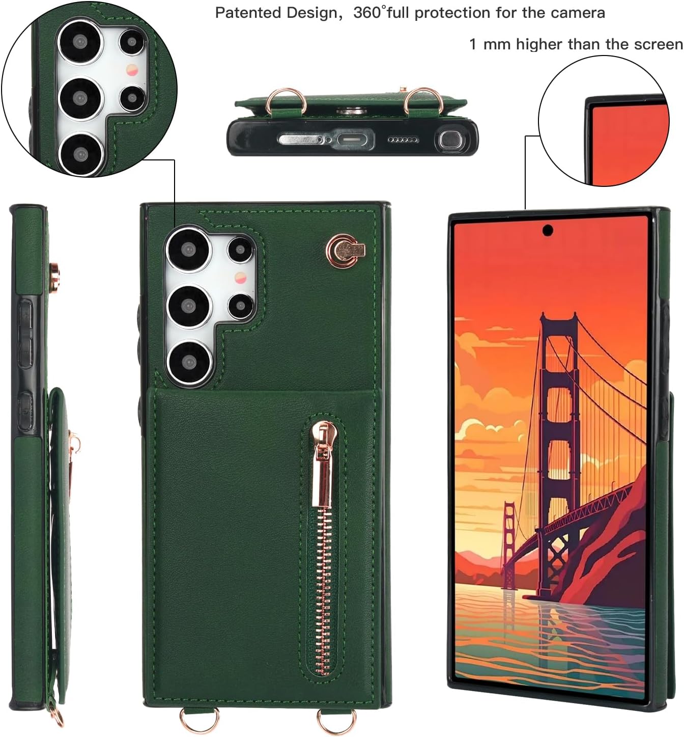iTape Samsung Galaxy S24 Ultra Case Wallet, Zipper Coin Pouch, Credit Card Slot Holder, Wrist Strap, Samsung Galaxy S24 Ultra Case Adjustable Crossbody Lanyard [RFID Blocked]