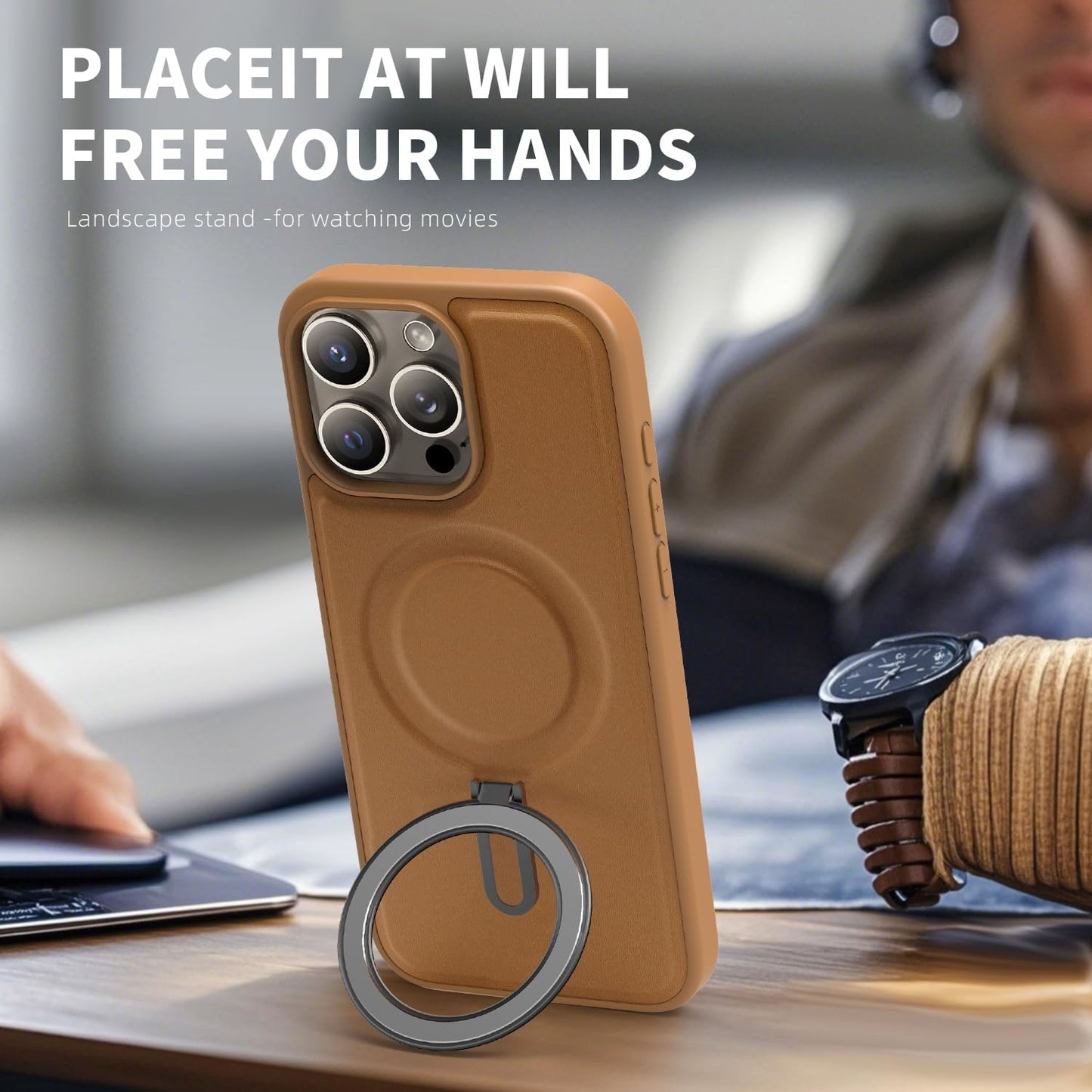 Magnetic phone case for iPhone 16 Pro max, silver magnetic ring supports wireless charging, military-grade drop resistance, compatible with iPhone 16 Pro max