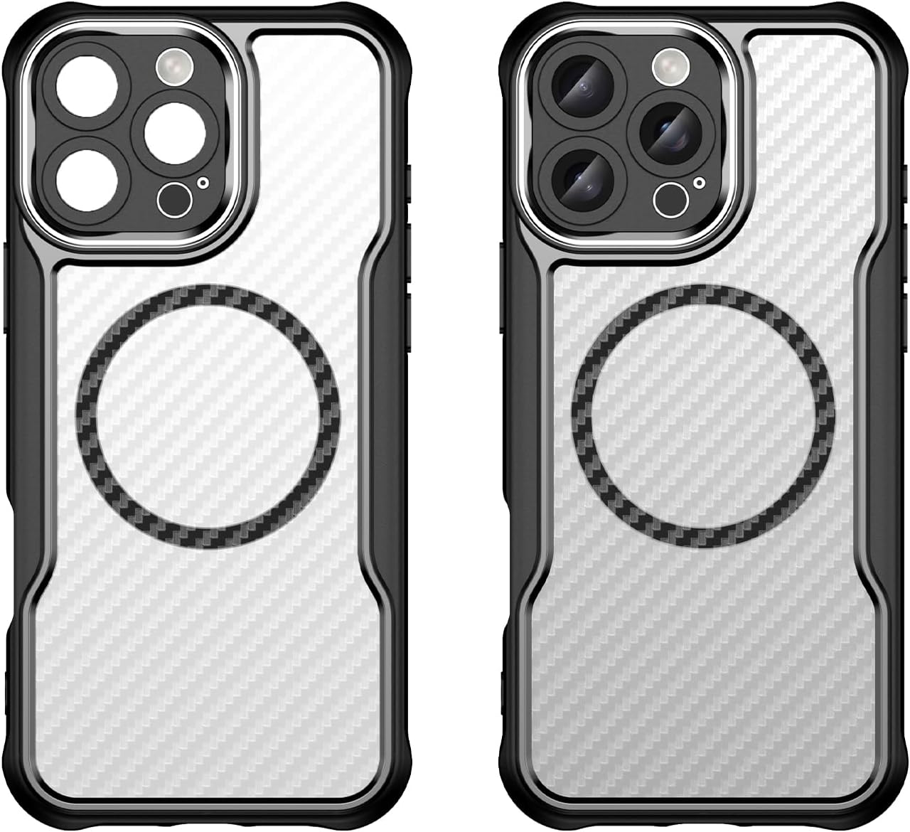 Magnetic carbon fibre case for iPhone 16 Pro max, support wireless charging, carbon fibre shockproof slim case Black