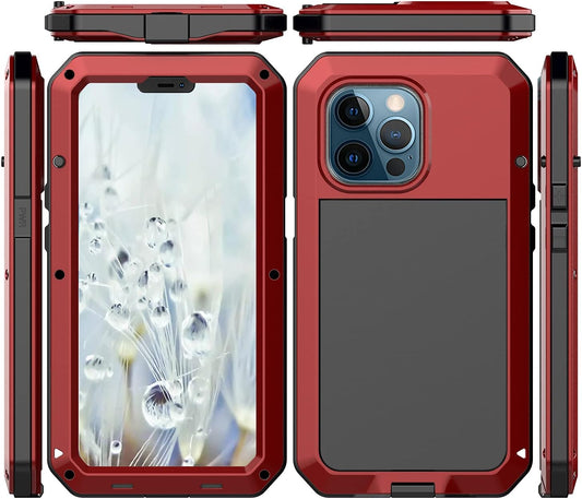 For iPhone 13 Pro max Phone Case, 360° Waterproof and Shockproof Hard Shell Metal Military Heavy Duty Rugged Case for iPhone 13 Pro max Silver