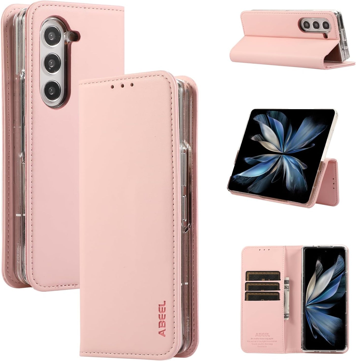 iTape Magnetic Leather Case for Samsung Galaxy Z Fold5, RFID Anti-theft Wallet Phone Case, Multi-Card Slot Magnetic Flip Cover Green