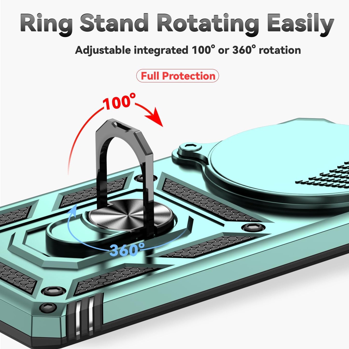 Magnetic Car Mount 2 in 1 Phone Case for Xiaomi Redmi Note 14 Pro+ 5G, Military Grade Protective Case, Phone Case Built-in 360° Rotating Ring Bracket Buckle Push Window Lens Protection
