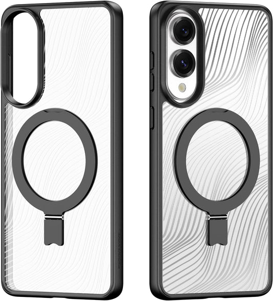 iTape Transparent magnetic mobile phone case for Samsung Galaxy S25 Edge mobile phone case, wireless charging + silicone shockproof protective case, no yellowing With bracket